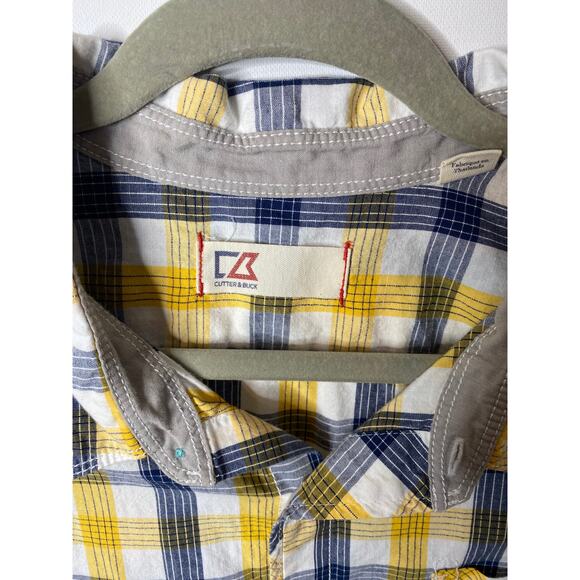 Cutter & Buck Yellow plaid short sleeve button down shirt size 2X big and tall - Picture 3 of 5